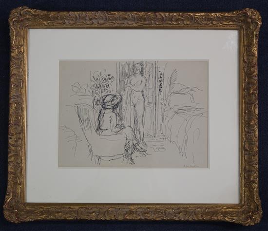 § Albert Andre (1869-1954) Nu dans un interieur, 7 x 10in.